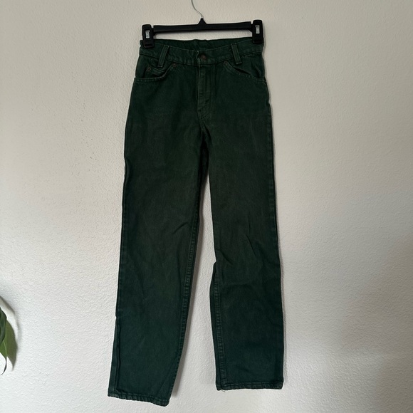Levi’s orange label rare vintage forest green denim jeans 24 - Picture 2 of 8